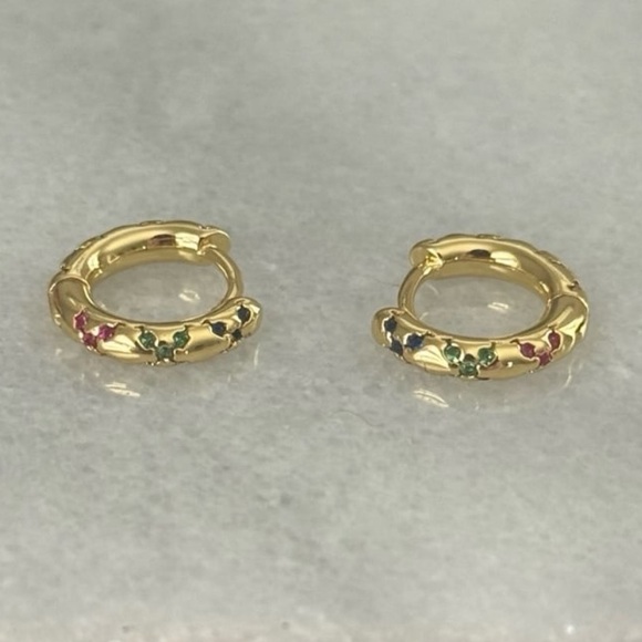 Modest Lu Jewelry - Gold Colorful Small Huggie Hoop Earrings
Brand New
